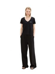 TOM TAILOR Denim Koszulka w kolorze czarnym rozmiar: L. Czarne bluzki damskie TOM TAILOR DENIM, l, bez wzorów, z bawełny, bez kołnierzyka, bez ramiączek. Za 69.58 zł.