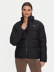 Guess Kurtka puchowa New Claudia V4YL03 WFUD0 Czarny Regular Fit. Czarne kurtki damskie Guess, xs, z aplikacjami, z puchu, bez kaptura. Za 399.99 zł.