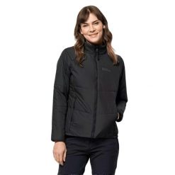 Kurtka Ocieplana Damska Bergland INS. Czarne kurtki damskie Jack Wolfskin, xl, bez wzorów, z materiału, bez kaptura. Za 601.99 zł.