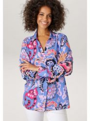 Aniston Bluzka w kolorze niebiesko-różowym rozmiar: 38. Niebieskie bluzki damskie Aniston, bez wzorów, z wiskozy, bez kołnierzyka, bez ramiączek. Za 130.99 zł.