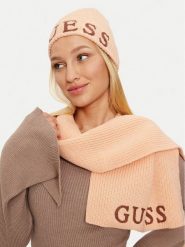 Guess Zestaw Szalik i Czapka GFBOXW P4402 Różowy. Czerwone czapki damskie Guess, na zimę, z aplikacjami, z materiału. Za 369.99 zł.