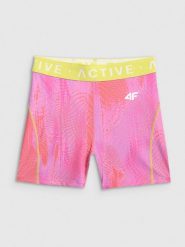 4F Legginsy krótkie treningowe damskie - koralowe M. Pomarańczowe legginsy damskie 4F, m, bez wzorów, z materiału. Za 99.99 zł.