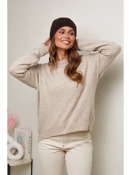 Soft Cashmere Sweter w kolorze beżowym rozmiar: 38/40. Brązowe swetry klasyczne damskie Soft Cashmere, bez kołnierzyka. Za 170.07 zł.
