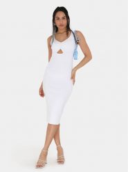 Brave Soul Sukienka letnia LDRJ-624RICKI Biały Slim Fit. Białe sukienki damskie Brave Soul, bez wzorów, z bawełny, bez ramiączek. Za 99.99 zł.