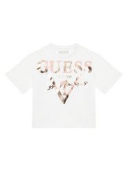 Guess T-Shirt J6GI27 K8HM4 Biały Relaxed Fit. Białe koszulki i t-shirty dziewczęce Guess, z aplikacjami, z bawełny, bez kołnierzyka, bez ramiączek. Za 84.99 zł.