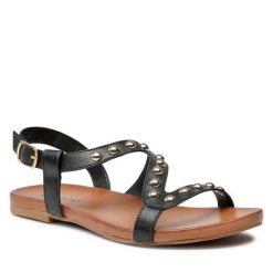 Sandały Lasocki. Czarne sandały damskie Lasocki, bez wzorów, bez obcasa, na płaskiej podeszwie, bez zapięcia. Za 169.99 zł.