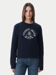 Tommy Jeans Bluza Heritage Logo DW0DW22821 Granatowy Regular Fit. Niebieskie bluzy damskie Tommy Jeans, s, bez wzorów, z bawełny, bez kaptura. Za 489.99 zł.