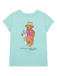 Polo Ralph Lauren T-Shirt 313B22529001 Turkusowy Regular Fit. Niebieskie koszulki i t-shirty dziewczęce Polo Ralph Lauren, bez wzorów, z bawełny, bez kołnierzyka, bez ramiączek. Za 329.99 zł.