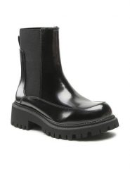 DeeZee Sztyblety H291202-01 Czarny. Czarne botki damskie DeeZee, ze skóry, bez obcasa, na płaskiej podeszwie, bez zapięcia. Za 179.99 zł.