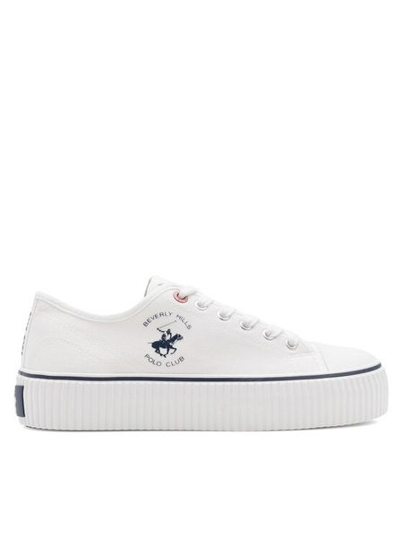 Beverly Hills Polo Club Trampki BHPC027M Biały. Białe trampki damskie Beverly Hills Polo Club, bez wzorów, z materiału, bez zapięcia. Za 149.99 zł.