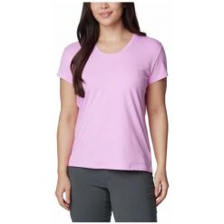 Koszulka damska Columbia Sun Trek Short Sleeve Tee. Niebieskie bluzki damskie Columbia, s, bez wzorów, bez kołnierzyka, bez ramiączek. Za 89.99 zł.