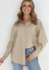 Beżowa Koszula Doriemara. Brązowe koszule damskie Born2be, l, bez wzorów, bez kołnierzyka, bez ramiączek. Za 119.99 zł.