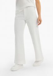 Kremowe jeansy z szeroką nogawką D-QUIZY. Białe jeansy damskie Volcano, bez wzorów, z jeansu. Za 169.99 zł.