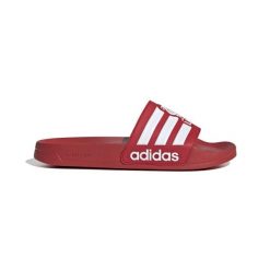 Klapki adilette Liverpool FC 2025/26. Czerwone klapki damskie Adidas, bez wzorów, bez obcasa, bez zapięcia. Za 107.99 zł.