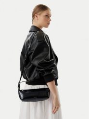 Calvin Klein Torebka Foil Logo Glossy LV04F3738G Czarny. Czarne torebki klasyczne damskie Calvin Klein, ze skóry, bez dodatków. Za 449.99 zł.