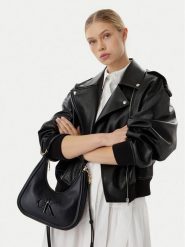 Calvin Klein Torebka Bold Ck Small Crescent LV04F3561G Czarny. Czarne torebki klasyczne damskie Calvin Klein, ze skóry, bez dodatków. Za 409.99 zł.