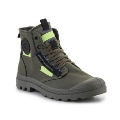 Buty do chodzenia unisex Palladium Pampa HI Recraft. Zielone obuwie sportowe damskie Palladium, z materiału, za kostkę, bez zapięcia, trekkingowe. Za 558.00 zł.