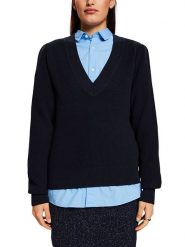 ESPRIT Sweter w kolorze granatowym rozmiar: XS. Niebieskie swetry klasyczne damskie ESPRIT, xs, ze splotem, bez kołnierzyka. Za 61.46 zł.