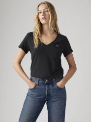 Levi's Koszulka w kolorze czarnym rozmiar: XS. Czarne bluzki damskie Levi's, s, bez wzorów, z bawełny, bez kołnierzyka, bez ramiączek. Za 43.68 zł.