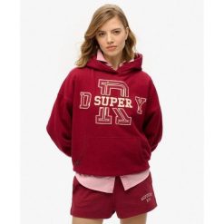 Bluza z kapturem Ath Ess Appliq Relaxed. Czerwone koszulki sportowe damskie Superdry, bez wzorów, z bawełny, bez ramiączek. W wyprzedaży za 291.25 zł.
