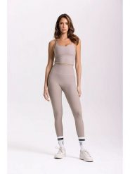 Onamaste Legginsy sportowe "Lotus" w kolorze szarobrązowym rozmiar: S/M. Brązowe legginsy damskie Onamaste, m, bez wzorów, z materiału, z podwyższonym stanem, outdoorowe. Za 126.99 zł.