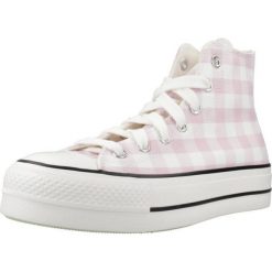 Buty CONVERSE CHUCK TAYLOR ALL STAR PLATFORM GINGHAM Rose. Czerwone obuwie sportowe casual damskie Converse, z tkaniny, bez zapięcia. Za 387.99 zł.