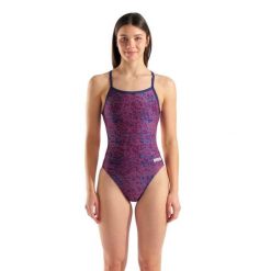 Strój Kąpielowy Damski Arena Snakeskin Swimsuit Challengeback. Niebieskie stroje jednoczęściowe Arena, bez wzorów, z materiału. Za 259.00 zł.
