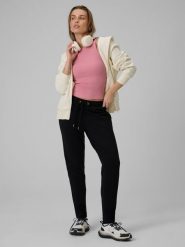 4F Spodnie dresowe damskie - czarne L. Czarne spodnie dresowe damskie 4F, l, bez wzorów, z bawełny, z podwyższonym stanem, na fitness i siłownię. Za 129.99 zł.