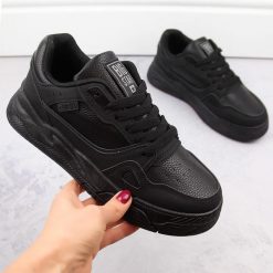 Buty sportowe czarne Big Star NN274666. Czarne obuwie sportowe casual damskie Big Star, ze skóry ekologicznej. Za 85.50 zł.