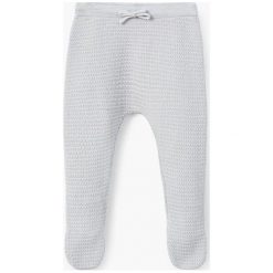 Mango Kids - Spodnie piżamowe niemowlęce 62-74 cm. Szare spodnie niemowlęce Mango Kids, z bawełny. W wyprzedaży za 29.90 zł.