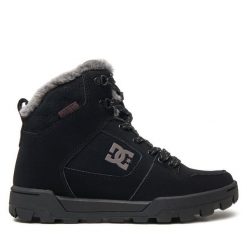 Trzewiki DC Shoes. Czarne botki damskie DC Shoes, bez obcasa, na płaskiej podeszwie, bez zapięcia. Za 399.99 zł.