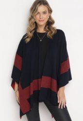 Granatowy Niezapinany Kardigan Ponczo Oversize Shelsie. Niebieskie kardigany damskie Born2be, xl, bez wzorów. Za 99.99 zł.