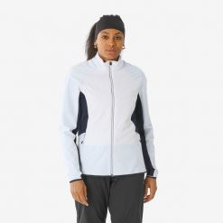 Bluza do narciarstwa biegowego damska Quechua XCS 500. Białe bluzy damskie WED'ZE, na zimę, l, bez wzorów, z materiału, bez kaptura. Za 259.99 zł.