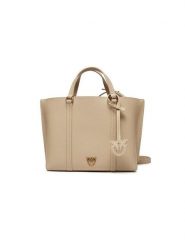 Pinko Skórzana torebka w kolorze beżowym - 25 x 20 x 12 cm rozmiar: onesize. Brązowe torebki klasyczne damskie Pinko, z materiału, przez ramię, bez dodatków. Za 986.45 zł.
