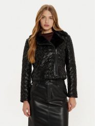 Marciano Guess Kurtka z imitacji skóry Camille 4BGL31 7204A Czarny Regular Fit. Czarne kurtki damskie Marciano Guess, z aplikacjami, ze skóry, bez kaptura. Za 1,009.00 zł.