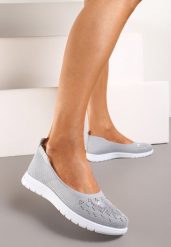 Szare Płaskie Tenisówki Zdobione Cyrkoniami Lomadia. Szare obuwie sportowe damskie Renee, bez zapięcia, tenisowe. Za 44.99 zł.