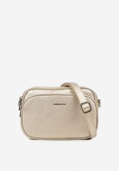 Złota Dwukomorowa Torebka Typu Listonoszka Ellirin. Żółte shopper bag Renee, bez wzorów, bez dodatków. Za 129.99 zł.
