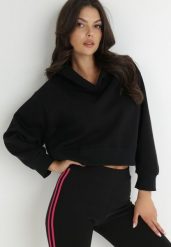 Czarna Bluza z Kapturem Kilinoron. Czarne bluzy damskie Born2be, na jesień, l, bez wzorów, z dresówki, z kapturem. Za 109.99 zł.