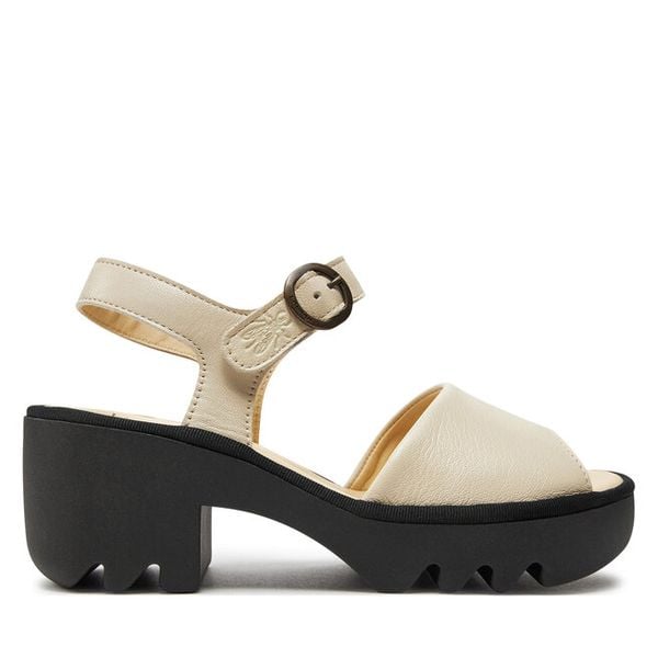 Sandały Fly London. Białe sandały damskie Fly London, bez wzorów, bez obcasa, na słupku, bez zapięcia. Za 499.99 zł.