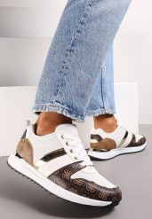 Białe Wzorzyste Sneakersy przed Kostkę na Grubej Podeszwie Odenia. Białe obuwie sportowe damskie Renee, przed kostkę, bez zapięcia. Za 89.99 zł.
