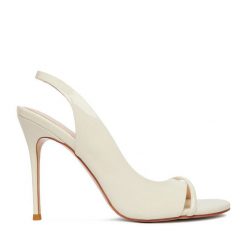 Sandały Eva Minge. Białe sandały damskie Eva Minge, bez wzorów, bez obcasa, na szpilce, bez zapięcia. Za 449.99 zł.