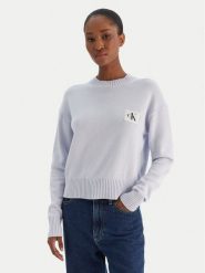 Calvin Klein Jeans Sweter Ck Embro Badge LV047D351G Błękitny Regular Fit. Niebieskie swetry klasyczne damskie Calvin Klein Jeans, s, z bawełny, bez kołnierzyka. Za 389.99 zł.