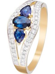 CARATELLI Złoty pierścionek "Westeros" z diamentami i szafirami rozmiar: 60. Niebieskie pierścionki damskie CARATELLI, z diamentem, złote. Za 1,458.45 zł.