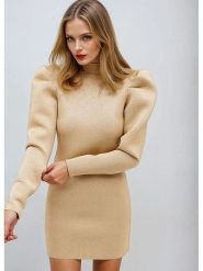 Monki Sukienka w kolorze beżowym rozmiar: XXS. Brązowe sukienki damskie Monki, bez wzorów, bez ramiączek. Za 60.99 zł.