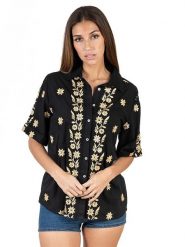 Isla Bonita by SIGRIS Bluzka w kolorze czarnym rozmiar: XL. Czarne bluzki damskie Isla Bonita by SIGRIS, xl, bez wzorów, z bawełny, bez kołnierzyka, bez ramiączek. Za 123.25 zł.