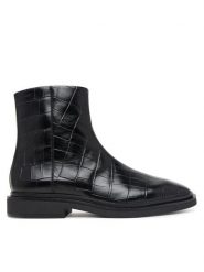 Calvin Klein Botki Square Ankle Boot Zip Croc Lth HW0HW03185 Czarny. Czarne botki damskie Calvin Klein, ze skóry, bez obcasa, na płaskiej podeszwie, bez zapięcia. Za 699.99 zł.