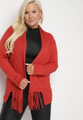 Różowy Kardigan z Bawełną i Wiskozą Ozdobiony Frędzlami Velanise. Czerwone kardigany damskie Born2be, l, bez wzorów, z bawełny. Za 109.99 zł.