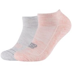 Skarpetki sportowe dla dorosłych 2PPK Basic Cushioned Sneaker Socks. Szare skarpetki damskie Skechers, bez wzorów. Za 29.99 zł.