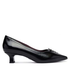 Czółenka Tamaris. Czarne czółenka damskie Tamaris, bez wzorów, bez obcasa. Za 389.99 zł.