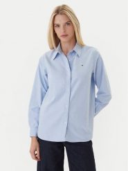 Tommy Hilfiger Koszula WW0WW46111 Błękitny Relaxed Fit. Niebieskie koszule damskie Tommy Hilfiger, bez wzorów, z bawełny, bez kołnierzyka, bez ramiączek. Za 429.99 zł.